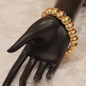Vintage large 18k yellow gold chunky link flex cuff bracelet