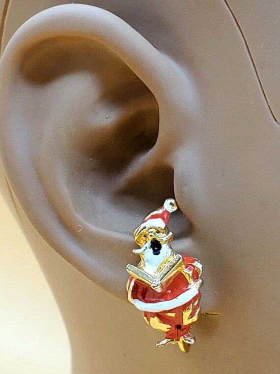Vintage enamel Santa Claus clip on earrings - image 5