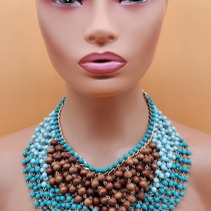 Vintage Joan Rivers Southwestern style beaded bib necklace