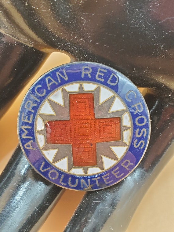 vintage gillouche enamel American Red Cross Volun… - image 1