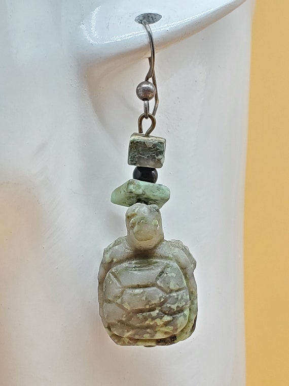Vintage carved turtle earrings with sterling posts