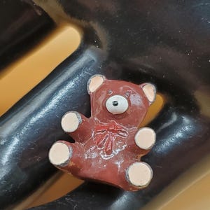 vintage tiny enamel teddy bear lapel pin