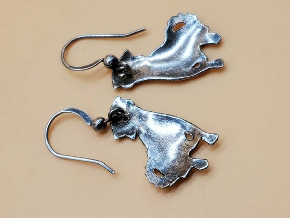 Vintage S925 sterling silver enamel dog earrings - image 4