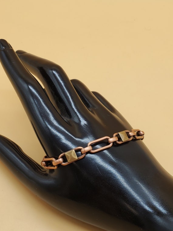 vintage solid copper two tone chain bracelet - image 4
