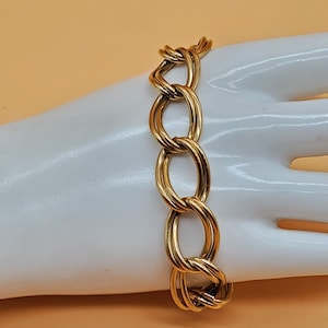 Vintage Monet gold tone wide chain link bracelet