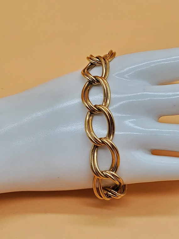 Vintage Monet gold tone wide chain link bracelet