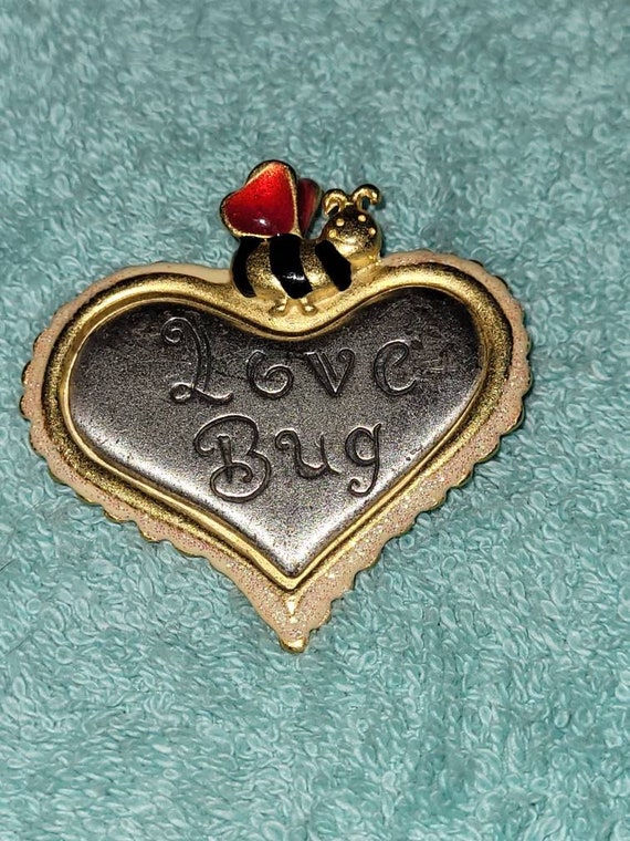 Vintage AJMC Love Bug heart brooch