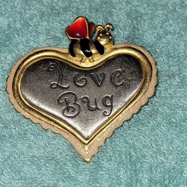 Vintage AJMC Love Bug heart brooch