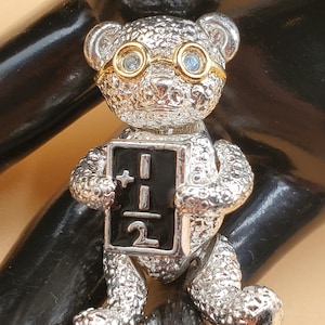 ARTICULATED Love Angel Gold Bear Brooch Pendant ~ BATVA 1996 Movable Bear  Wings Halo Heart Convertible Pendant Brooch ~ Figural Teddy Bear