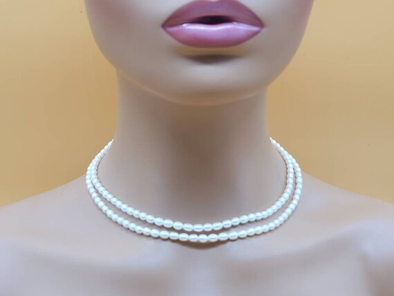 Vintage double strand pearl necklace with 14k cla… - image 2