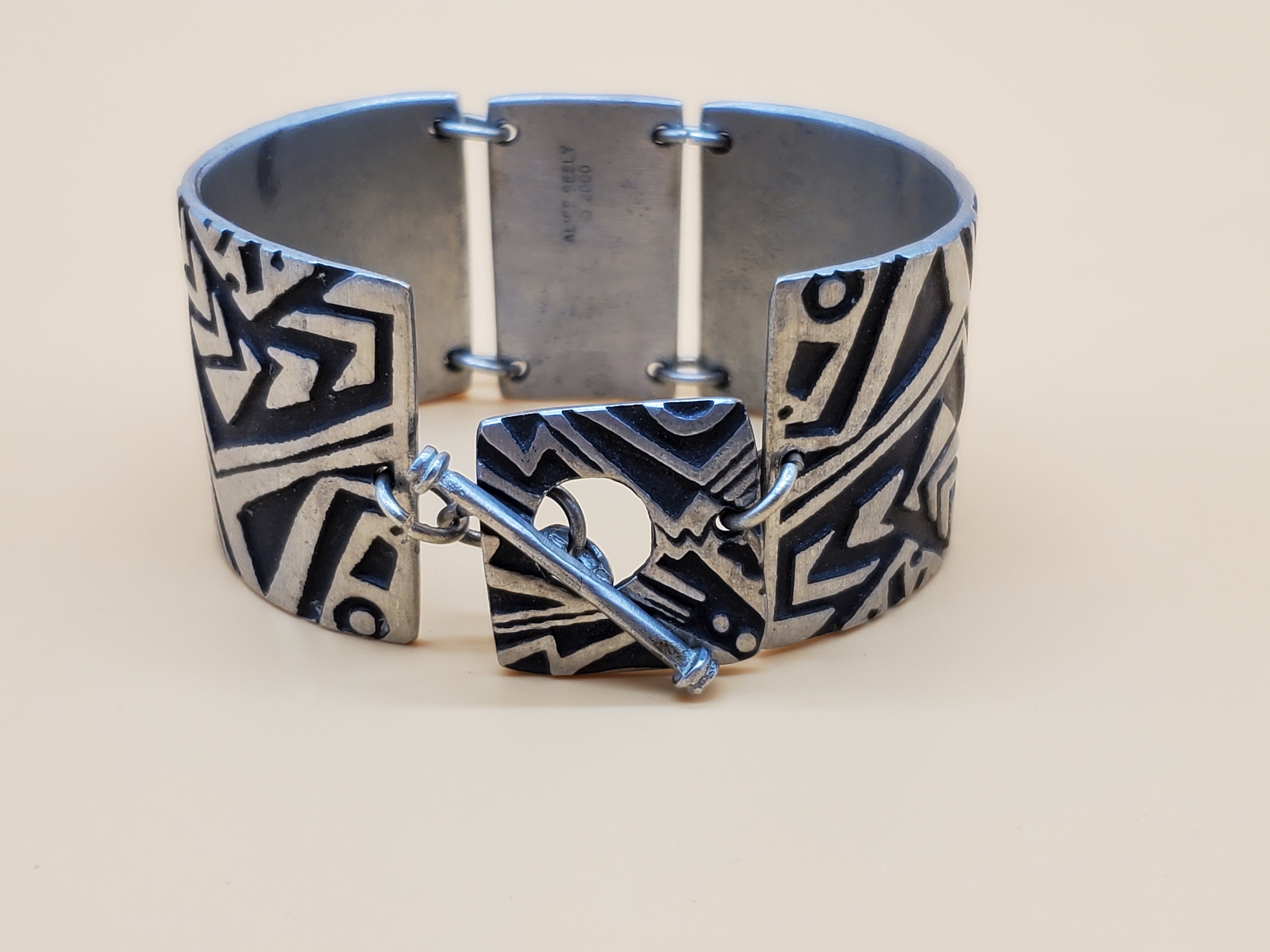 Alice Seely 2000 Pewter Tribal Panel Link Bracelet - Etsy Alice Seely 2000 Pewter Tribal Panel Link Bracelet - Etsy