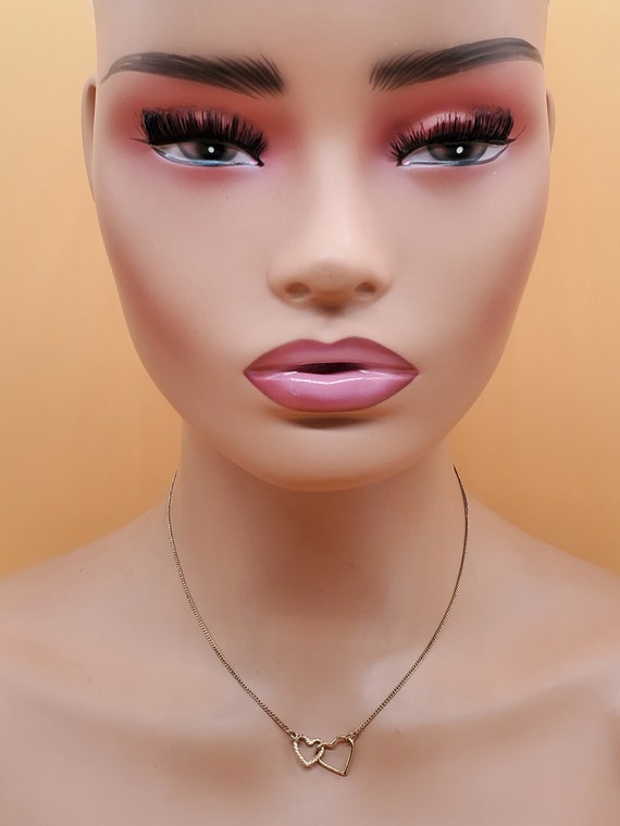 Vintage double interlocking hearts chain necklace - image 3