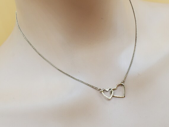 Vintage double interlocking hearts chain necklace - image 2