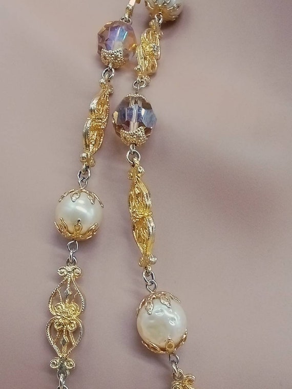 Vintage Vendome AB and faux baroque pearl beaded … - image 4
