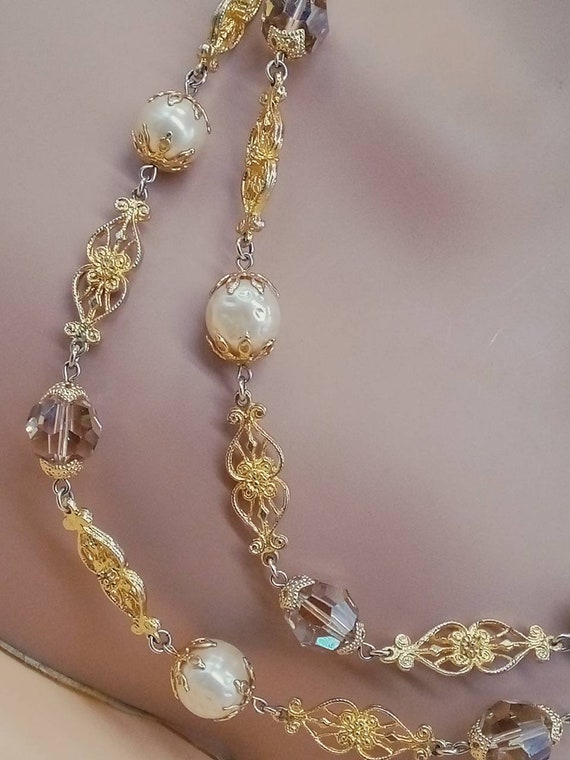 Vintage Vendome AB and faux baroque pearl beaded … - image 7