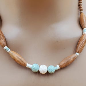 vintage pale neutral place beaded necklace