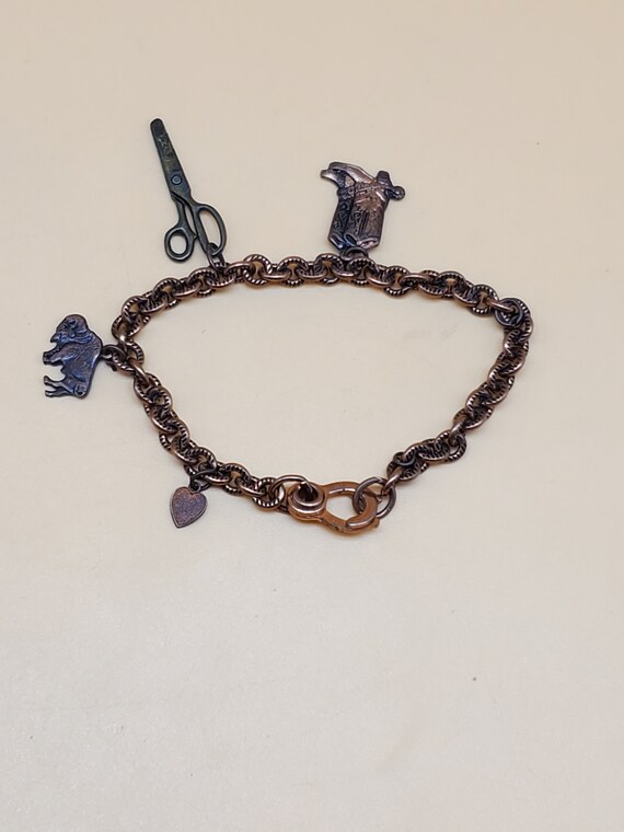 Vintage Southwestern style copper charm bracelet - image 6