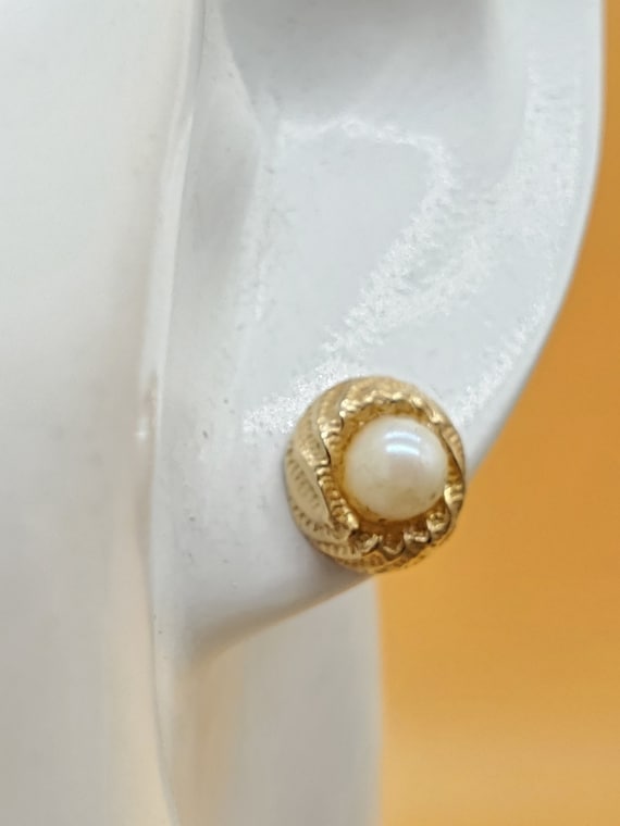 vintage 14k yellow gold pearl earrings