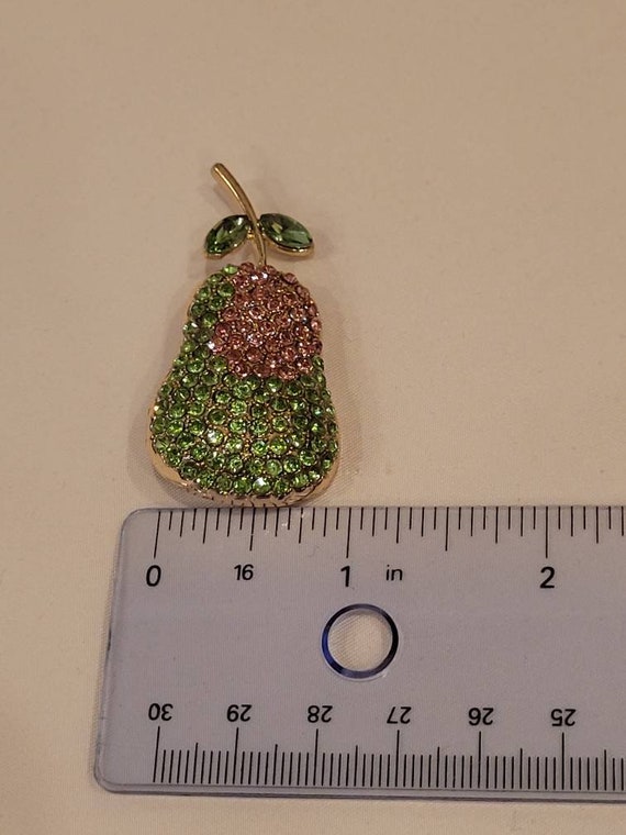 Vintage rhinestone crystal sparkly pear brooch - image 3