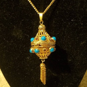 Vintage 1950&#39;s FLORENZA perfume locket pendant with Rhinestone accents