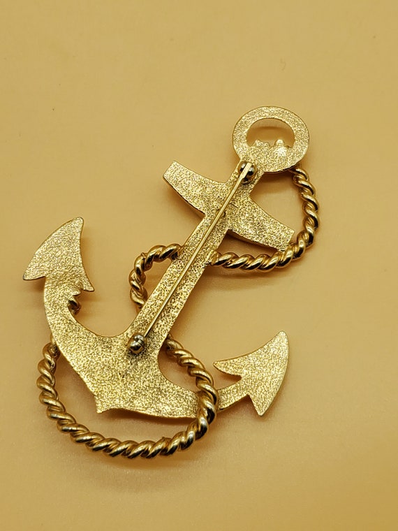 vintage rare large Napier gold tone anchor brooch - image 7