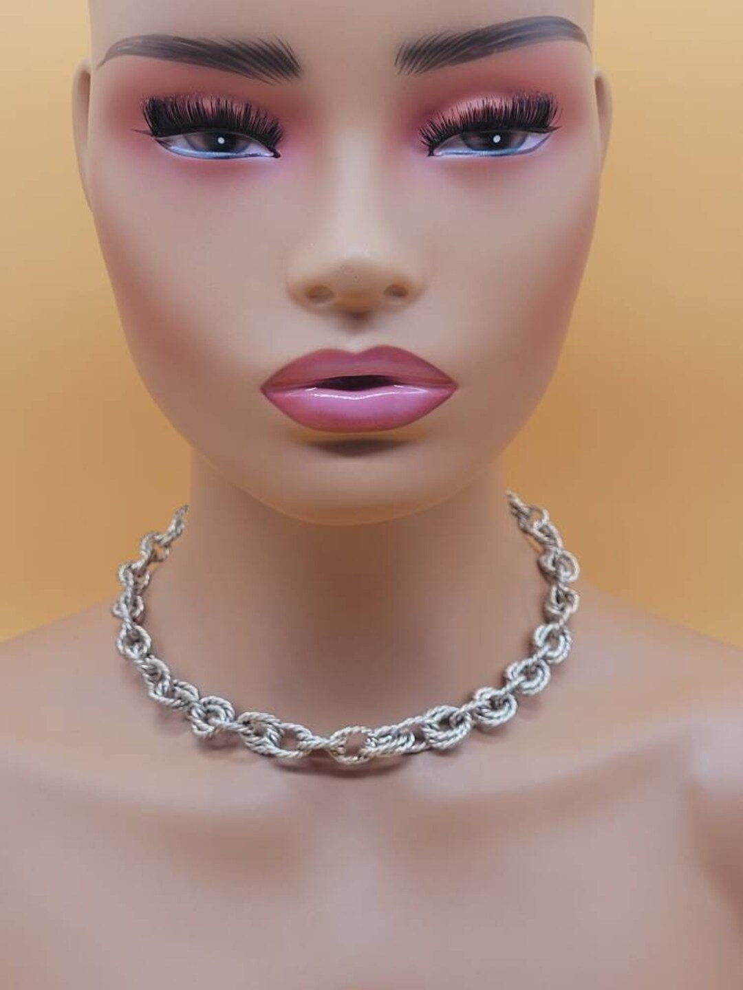 Vintage Chunky Twist Chain Silver Plated Choker Necklace Etsy