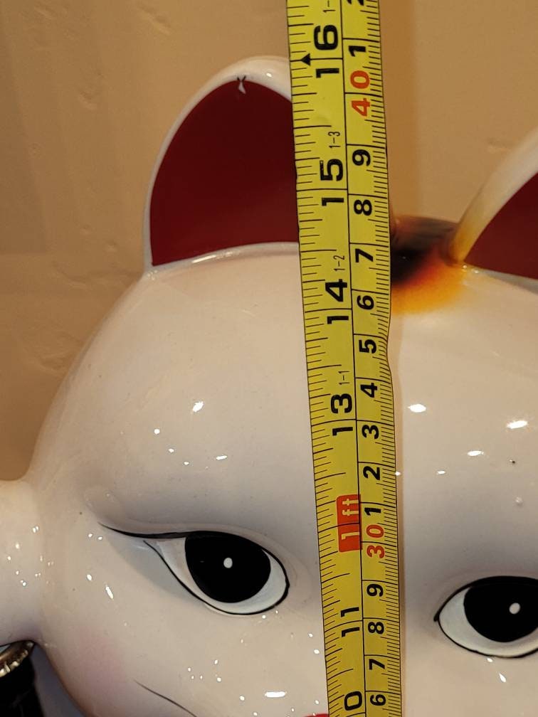 Vintage XXL Ceramic Porcelain Maneki-neko Cat Advertising Kirin