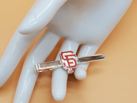 Vintage SF San Francisco orange enamel tie clip - image 1