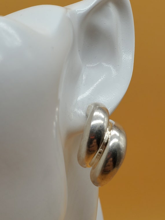 Vintage silver plated double half loop earrings