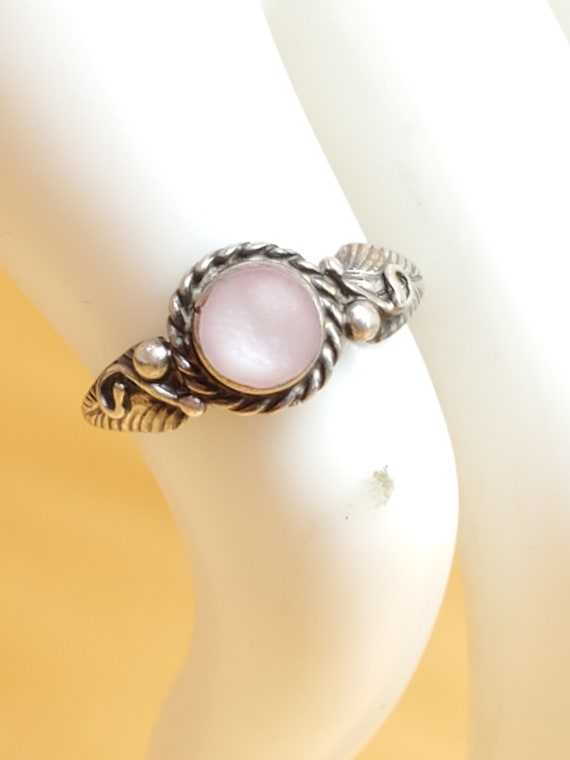 Vintage dainty 925 Southwestern style ring with s… - image 1