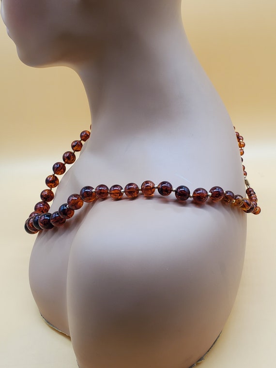 Vintage Dauplaise graduated faux Amber beaded nec… - image 2