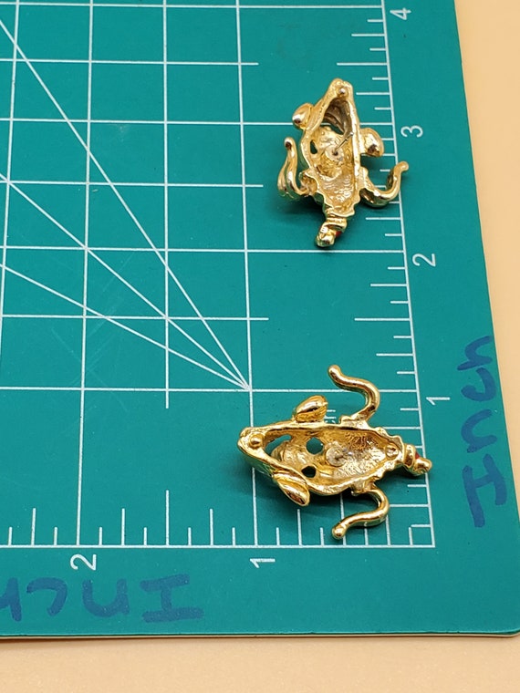 Vintage gold plated joker Mardi Gras mask earrings - image 7