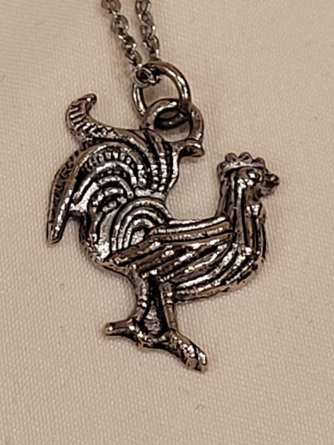 Pendentif Ancien En Argent Massif 925 - Forme Coq - Occasion