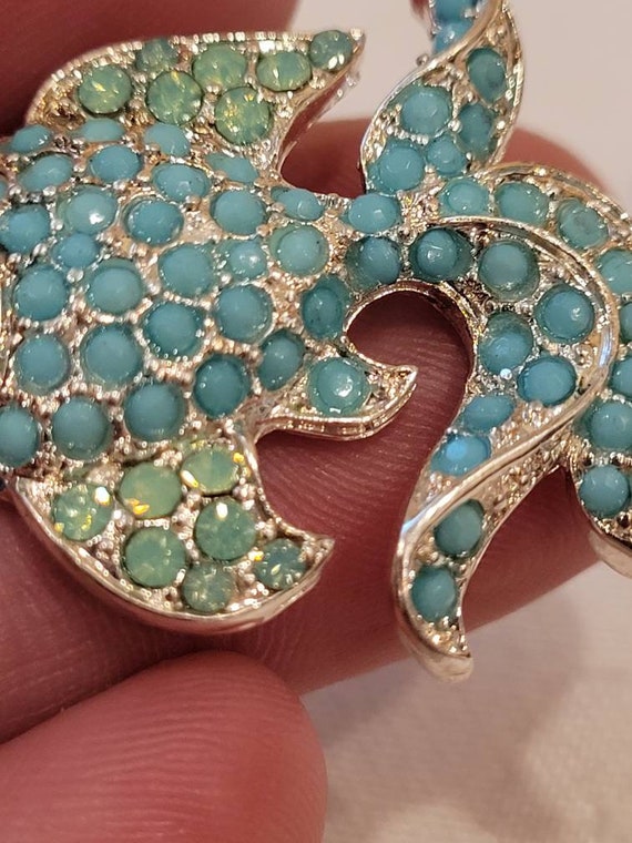 Rare Joan Rivers faux turquoise beaded tropical f… - image 7