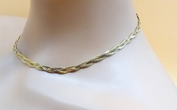 Vintage Monet gold tone braided chain necklace - image 6