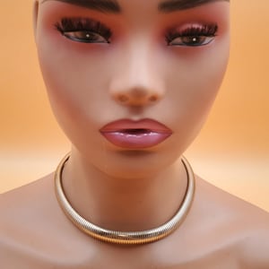 vintage Monet gold tone domed omega style choker necklace