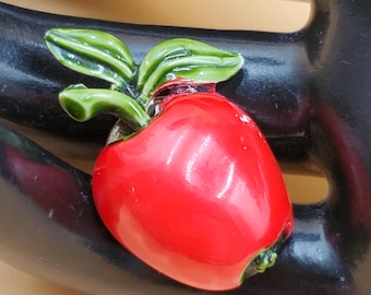 vintage small red enamel apple pin