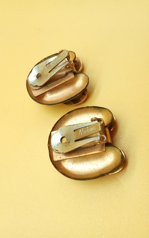 Vintage Matisse copper enamel clip on earrings - image 9