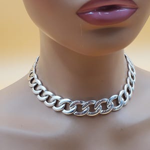vintage Napier silver tone wide link chain necklace