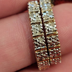 Vintage sterling Vermeil diamond hoop earrings