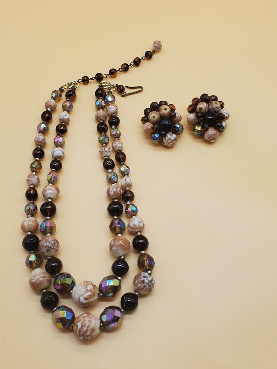 vintage made in West Germany brown and AB beaded … - image 6
