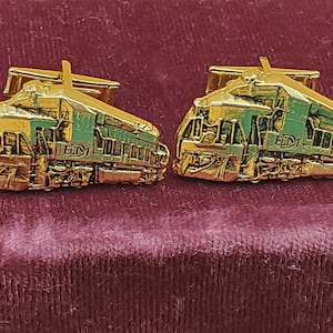 Vintage gold tone EDM train engine cufflinks