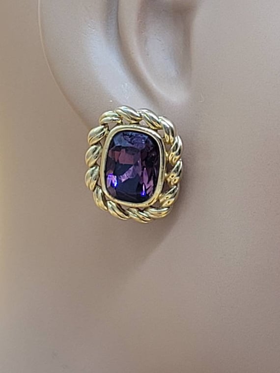 Vintage SAL Swarovski purple crystal earrings