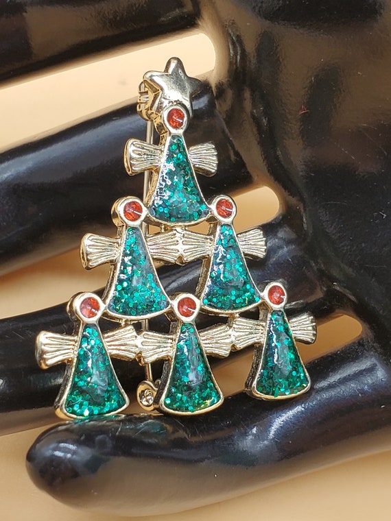 Vintage Angel pyramid Christmas tree brooch - image 2