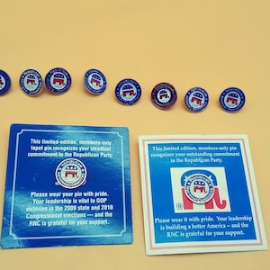 Republican National Committee pin, select years