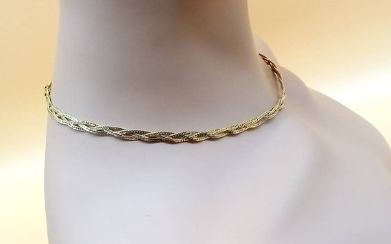 Vintage Monet gold tone braided chain necklace - image 8