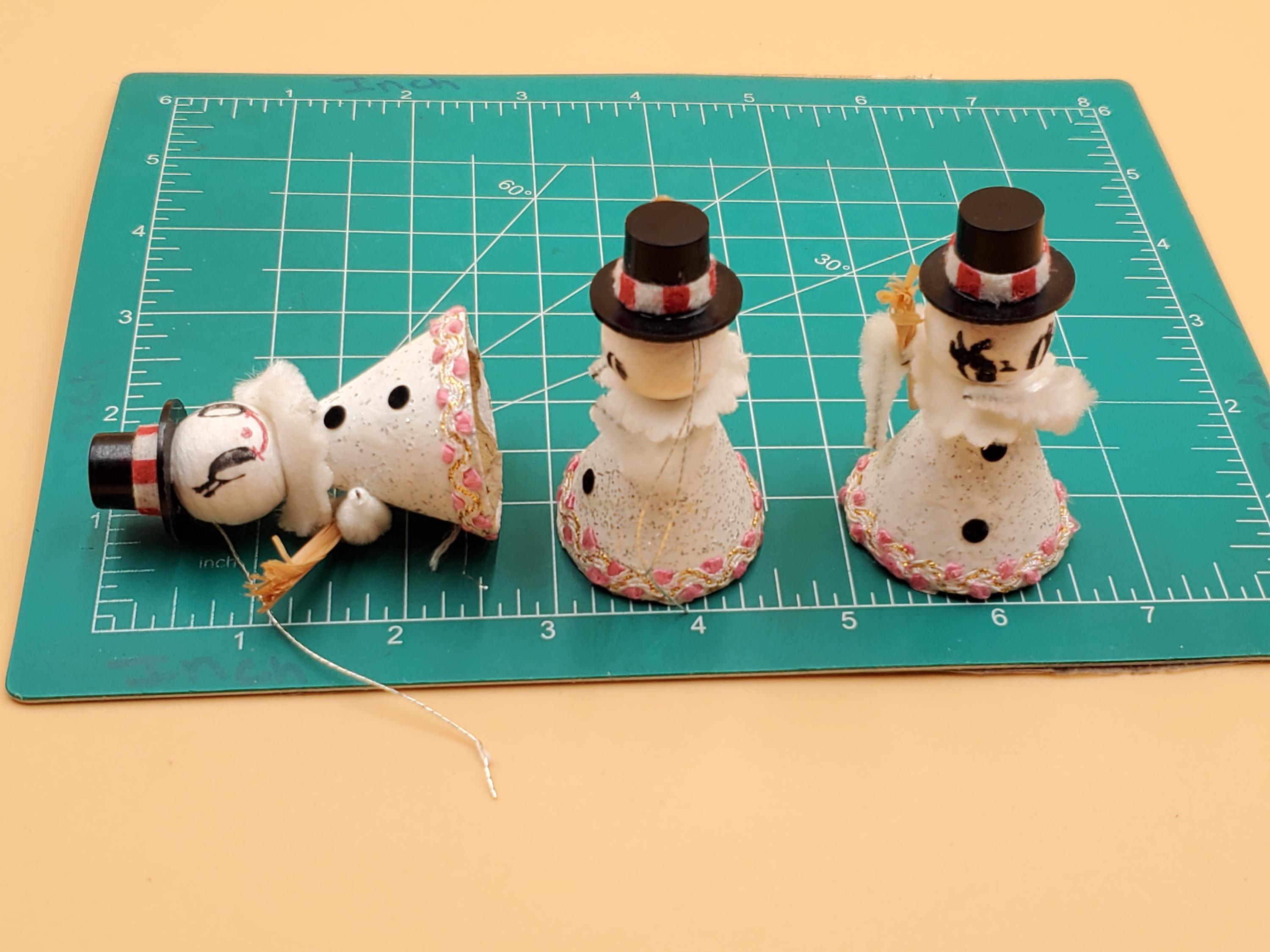 Vintage PUTZ Mica Style Snowman Decorations, Set of 3 - Etsy