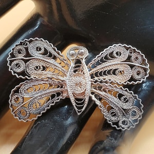 Vintage sterling filigree butterfly pin