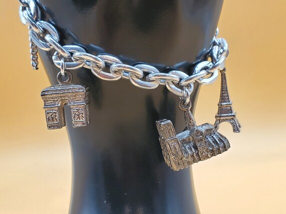 Vintage Chunky silver tone Souvenir charm bracelet - image 2