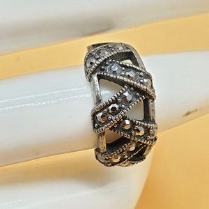 Vintage Lia Sophia faux marcasite cocktail ring